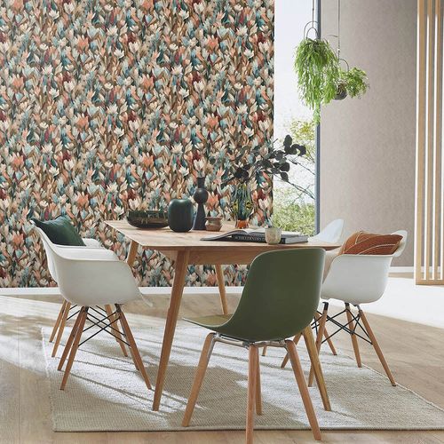 Vliestapete Floral Blumen Braun Blau Orange 10586-11 Raum