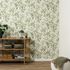 Vliestapete Floral Blätter Creme Grün Glitzer 10587-07 Raum 1
