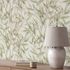 Vliestapete Floral Blätter Creme Grün Glitzer 10587-07 Zimmer 5
