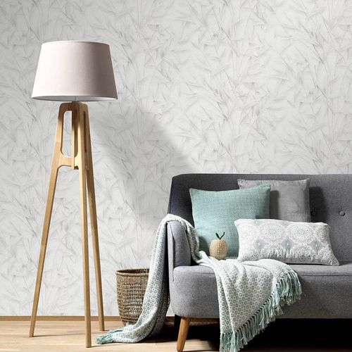 Vliestapete Floral Blätter Creme Grau Glitzer 10587-31 Raum