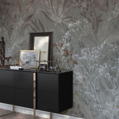 Fototapete Blattmuster Floral Braun Grau 22101-07-01 Zimmer