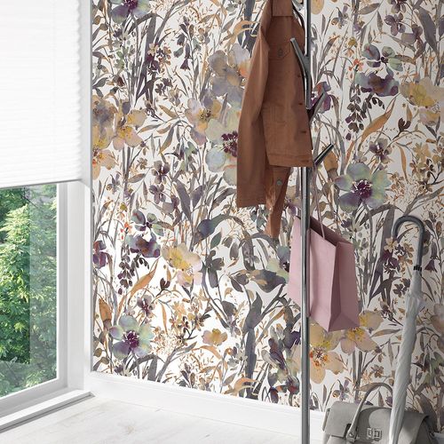 Fototapete Blumen Motiv Floral Weiß Lila Grau 22107-07-01 Zimmer