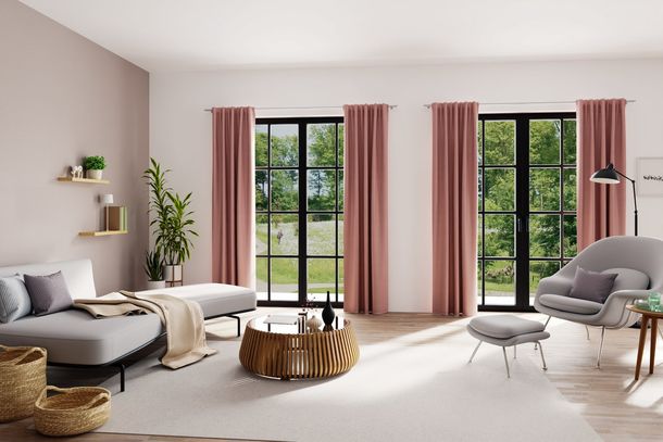 Homing Vorhang verdeckte Schlaufe Merle rosé uni 8301-38